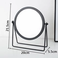Minimalist round desktop makeup mirror in matte black metal frame with 21.5cm height - Stand Mirror / 21.5*20*5.5cm / Black