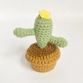 Handmade crochet cactus in brown pot with a yellow flower for car or home decor - Cactus Potted Plant Finished