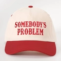 Retro bicolor baseball cap in beige and red with Somebody's Problem embroidery - Off-white Spliced Red