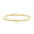 Bracciale intrecciato dorato con ciondolo lettera T e chiusura a moschettone regolabile - Lettera D - Oro