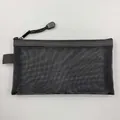 Minimalist black mesh pencil case with zip closure for large capacity storage - Black / A6 (20.5x11.5cm)
