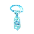 Adjustable Easter pet necktie with blue ribbon, bunny and carrot prints for cats and dogs - Blue Rabbit Print