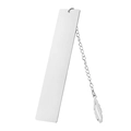 Silver stainless steel rectangular bookmark with a delicate feather charm pendant - Blank Bookmark with Chain