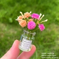 Miniature glass vase accessory with pink and orange flowers for desktop decoration - [Luminous] Orange + Red Vase