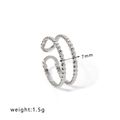 Double-layer silver stainless steel heart chain ring with beaded texture 7mm width - Adjustable Open / Double Layer Beads Style (HF-J1335-S)