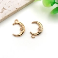 Golden moon face alloy pendants with hanging loops for DIY jewelry making and earrings - KC Gold 3D Face Moon (18243)