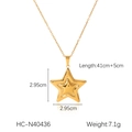 Detailed view of gold star pendant necklace with 2.95cm dimensions and 41+5cm chain length - Golden 3D Pentagram Style (HC-N40436)
