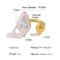 Gold plated stainless steel open ring with irregular pearl inlay and rhombus detail - Double Rhombus Pearl Open Ring SR020165 / Gold