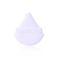 Borla de maquillaje triangular blanca flocada con cinta de seda sobre fondo blanco - Embalaje a granel / Blanco