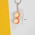 5cm realistic resin grilled scallop skewer keychain with metallic ring and chain - Scallop Skewer