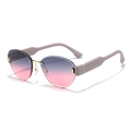 Randlose ovale Sonnenbrille mit Verlaufsgläsern und lila mattierten Bügeln für Damen - Goldener Rahmen Pink Violett Verlaufsgläser