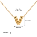 Custom gold plated bubble letter V pendant necklace with dimensions and chain length - Letter V