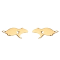 Gold mouse stud earrings with hollow heart design on a clean white background - Gold
