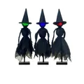 Διακόσμηση φαντασμάτων Halloween με καπέλα μάγισσας και φώτα RGB LED, σετ των 3 - Μαύρο Στυλ Μάγισσας