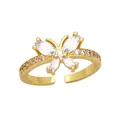 Minimalistischer offener Schmetterlingsring in Gold mit funkelnden Zirkonia-Steinen - Schmetterling Design / Gold