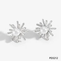 Orecchini a perno a fuoco d'artificio in acciaio argento con perla e design a stella - Orecchini d'Argento (PD3212) / Argento