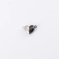 Chiusura magnetica a cuore in argento e nero per bracciali di coppia con anelli - Acciaio + Nero