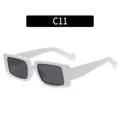 Chic oversized rectangular white sunglasses with dark grey lenses in C11 style - White Frame Gray Lens