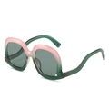 Pink and green gradient oversized sunglasses with chunky frames and dark lenses - Pink Green Gradient Frame Dark Green Lens