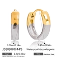 Especificaciones de pendientes de aro bicolor en acero inoxidable con medidas - Pendientes de Aro Bicolores Mixtos (JDE0307074-PS)