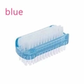 Single blue plastic nail cleaning brush with soft white bristles and ergonomic grip - Double Sided Brush / Blue
