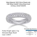 Eternity pave set moissanite ring in S925 sterling silver with 18K white gold plating - R13409+gra/black Card / US Size 7 / Circumference 54.3mm