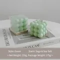 Sage and sea salt scented bubble cube candle in light green with gift box - Green (Sage & Sea Salt) Shrink Wrapped