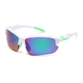 White polarized cycling sunglasses with neon green grips and gradient colorful lenses - White Frame Green Legs Green Lens Polarized