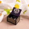 Hand-cranked wooden Halloween music box featuring Nightmare Before Christmas engraving - Halloween J