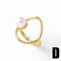 Detailed close-up of a minimalist gold ring featuring a single white pearl and curved band - Simple Curved Single Pearl Style (D)