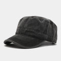Detail der gewaschenen anthrazitgrauen Army-Cap mit Retro-Nähten und Vintage-Struktur - Schwarz