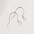 Close-up of a pair of silver S925 sterling silver earring hooks for DIY jewelry making - White Gold
