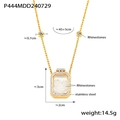 Gold stainless steel necklace with rhinestone square pendant and bottle design - Gold