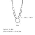 Polierte silberne Edelstahlkette mit minimalistischem Rundanhänger für Damen - Silber