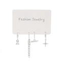 Set of four silver music and star earrings on display card with crystal and chain - Letter Star Pendant Set (A-1239)