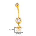 Titanium butterfly belly button ring with golden finish and clear zircon drop pendant - Gold Butterfly Pendant Style (T2530-2#Gold)