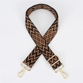 Verstellbarer breiter Taschenriemen mit schwarz-braunem geometrischem Zickzackmuster. - Muster 134 / Goldener Haken