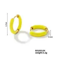 Chic yellow enamel round huggie earrings with gold-plated geometric hoop design - Bright Yellow