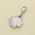 Close-up of silver stainless steel four-leaf clover pendant with secure lobster clasp - Four-Leaf Clover Style (KLJ001-Z)