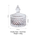 Short embossed glass pumpkin candy jar with diamond texture and lid for home storage - Short Fat Style - Small