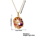 Golden Tree of Life necklace with colorful crystal pendant and product dimensions - Multicolor Gradient