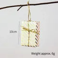 Christmas tree ornament featuring a white gift box with gold stripes and ribbon, 10cm size - Gold Striped Gift Box