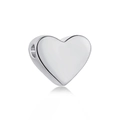 Polished S925 silver heart pendant necklace with fashion letter bead on white background - White Gold DY130031 Heart