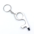 Makro-Detail von silbernem EDC-Tool aus Zinklegierung mit Stylus-Spitze für Displays - Silber