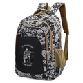 Digital camouflage backpack in grey and white tones with strong soldier graphic print - Digital Black