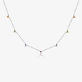 S925 sterling silver chain necklace featuring vibrant multi-color gemstone clusters in silver - Platinum Plated [Multi-color Zirconia]