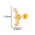 Gouden stervormige oorsteker met fonkelende kristallen en schroefsluiting van metaal - Ster Stijl (2604-2#) / Goud