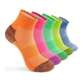 Cinq paires de chaussettes de sport colorées en coton avec bords côtes et mesh respirant - Taille Unique 37-45 / Couleurs Mélangées