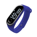 Blue silicone waterproof digital sports watch with white LED display for outdoor use - Blue