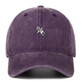 Purple washed cotton baseball cap featuring an embroidered astronaut graphic design - Purple